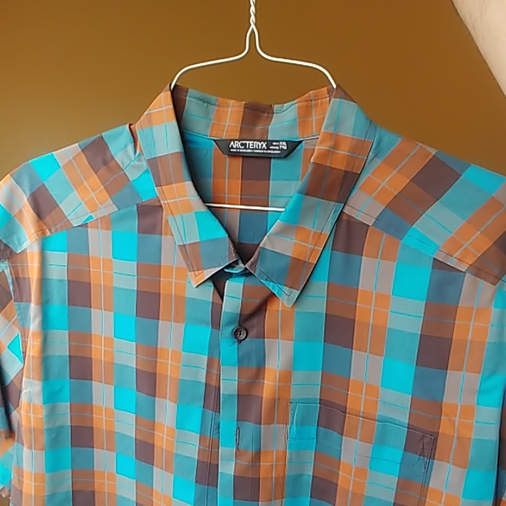 Arc'teryx blue plaid casual button down
